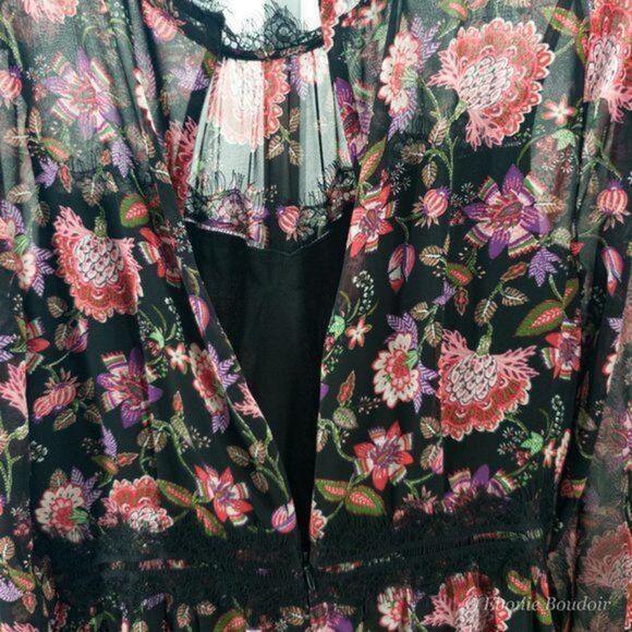 NINE WEST Lace Trim Floral Chiffon Midi Dress - Picture 7 of 9